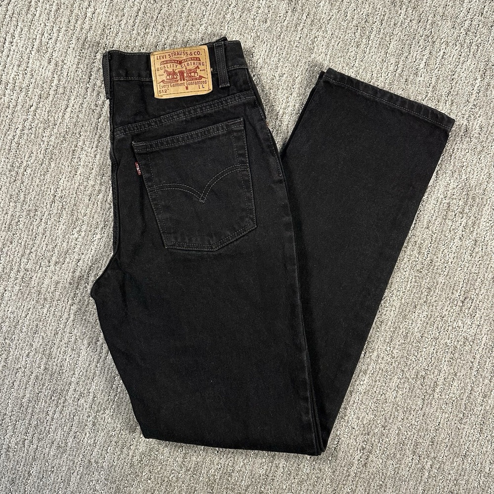 Vintage Levis Jeans Womens 11 Black Jr Long 512 Slim‎ Fit Tapered Leg Mom Black